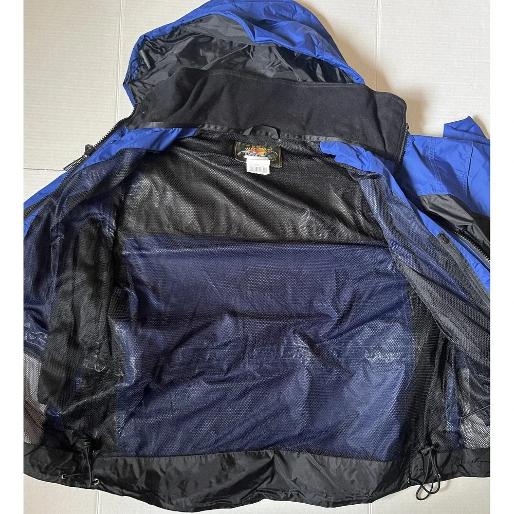 VINTAGE HODGMAN‎ - Men's VTG Dry Wear Blue Hooded Rain Jacket - Size Large